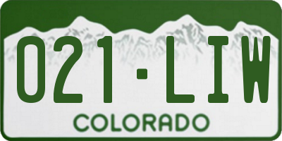 CO license plate 021LIW