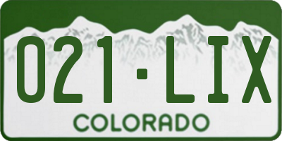 CO license plate 021LIX