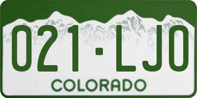 CO license plate 021LJO
