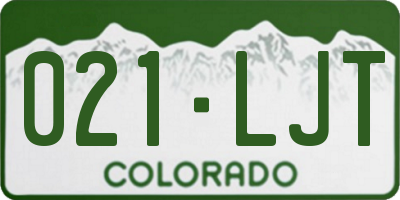 CO license plate 021LJT