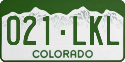 CO license plate 021LKL