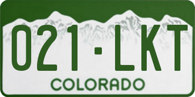 CO license plate 021LKT