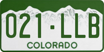 CO license plate 021LLB