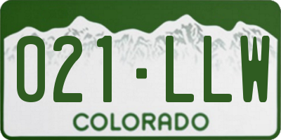CO license plate 021LLW