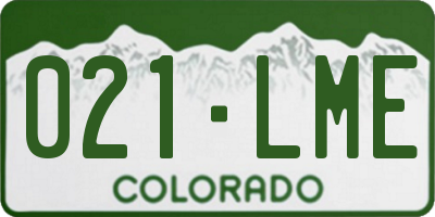 CO license plate 021LME
