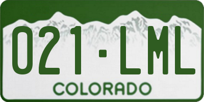 CO license plate 021LML