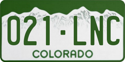 CO license plate 021LNC
