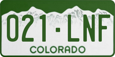 CO license plate 021LNF