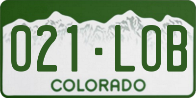 CO license plate 021LOB
