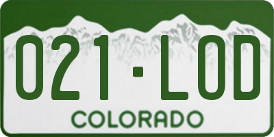 CO license plate 021LOD