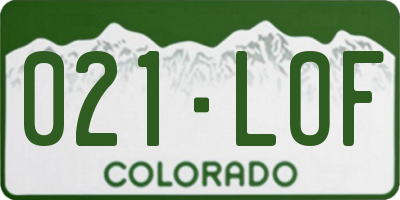 CO license plate 021LOF