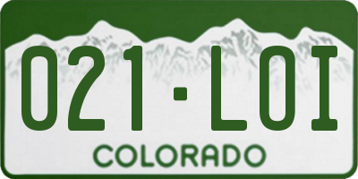 CO license plate 021LOI