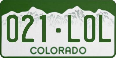 CO license plate 021LOL