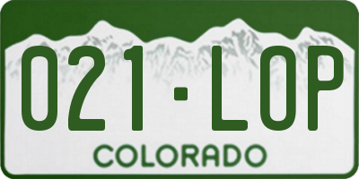 CO license plate 021LOP