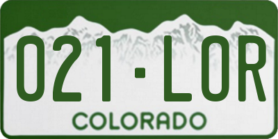 CO license plate 021LOR