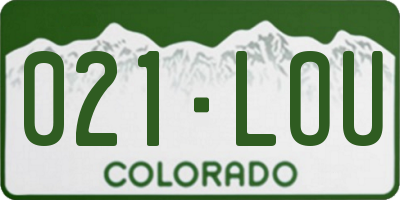 CO license plate 021LOU