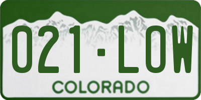 CO license plate 021LOW