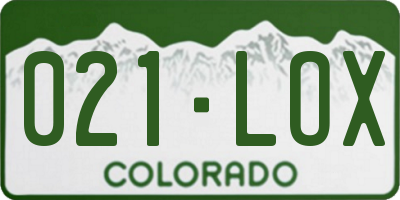CO license plate 021LOX