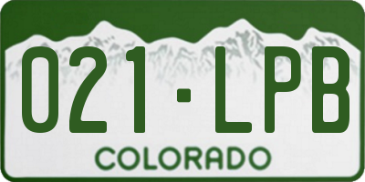 CO license plate 021LPB