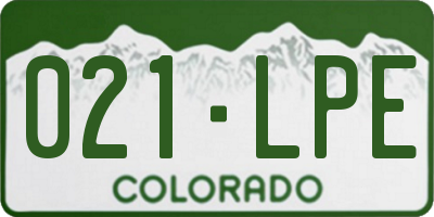 CO license plate 021LPE