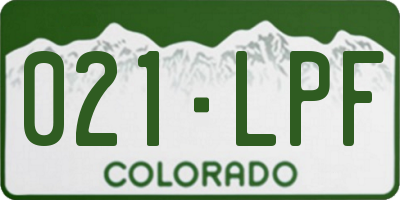 CO license plate 021LPF