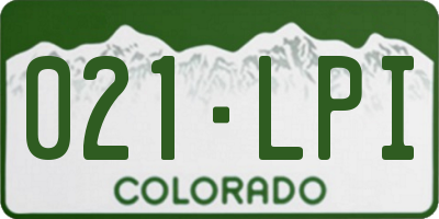CO license plate 021LPI