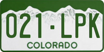 CO license plate 021LPK