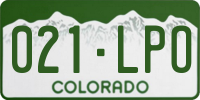 CO license plate 021LPO