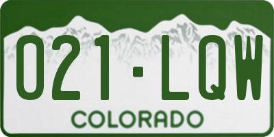 CO license plate 021LQW