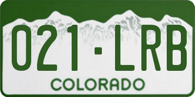 CO license plate 021LRB