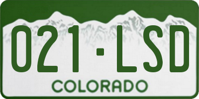 CO license plate 021LSD