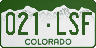 CO license plate 021LSF