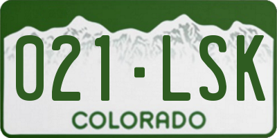 CO license plate 021LSK