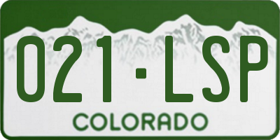 CO license plate 021LSP