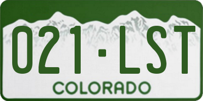 CO license plate 021LST