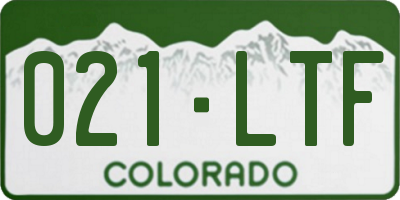 CO license plate 021LTF