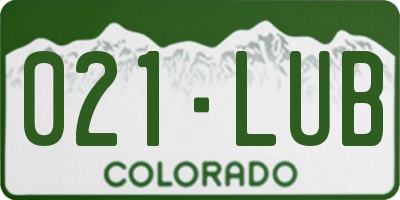 CO license plate 021LUB