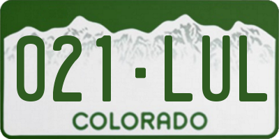 CO license plate 021LUL