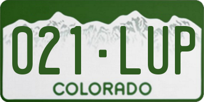 CO license plate 021LUP