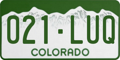 CO license plate 021LUQ