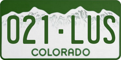 CO license plate 021LUS