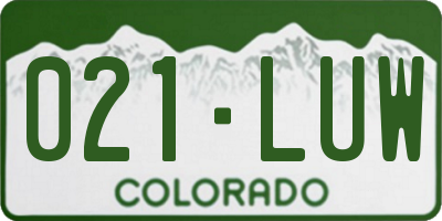 CO license plate 021LUW