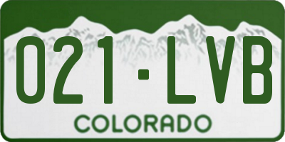 CO license plate 021LVB