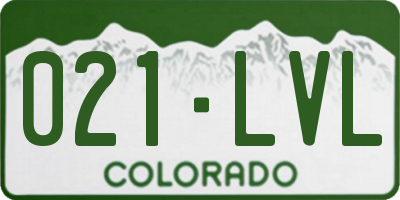 CO license plate 021LVL