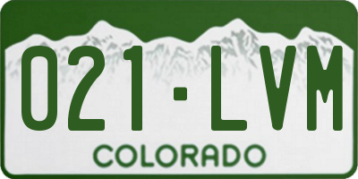 CO license plate 021LVM