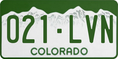 CO license plate 021LVN