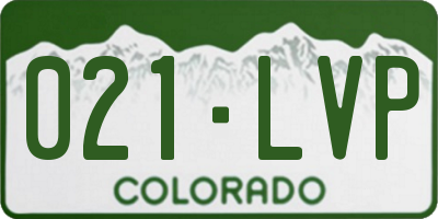 CO license plate 021LVP