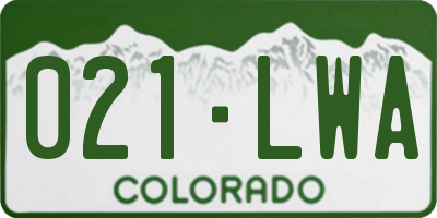 CO license plate 021LWA