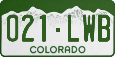 CO license plate 021LWB
