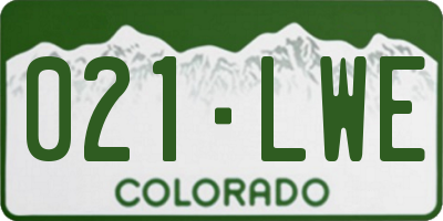CO license plate 021LWE